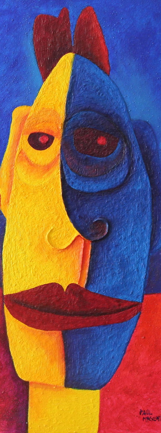 Image 1 of Large structural painting '3 heads'