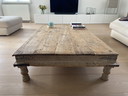 Tavolino da caffè antico indiano in legno, unico nel suo genere, 170x100x33 cm