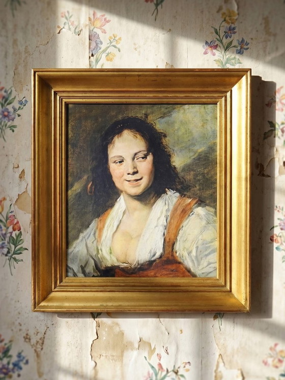 Image 1 of Large framed portrait reproduction "La Bohémienne" by Hals, by S.P.A.D.E.M