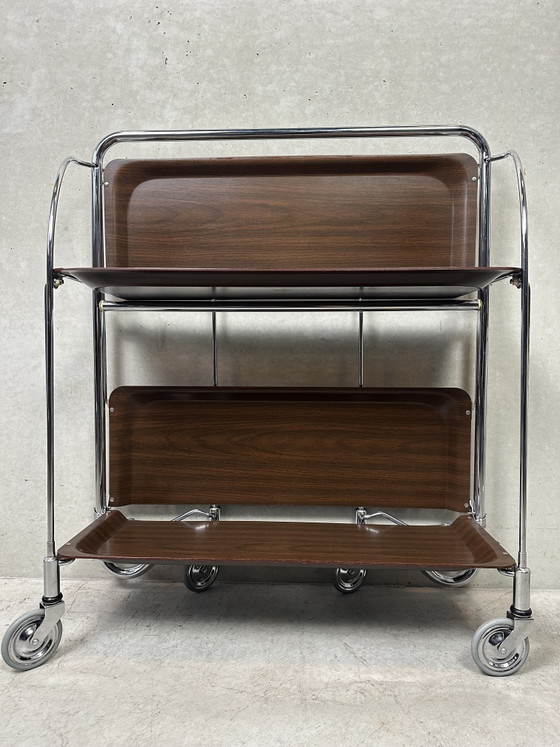 Vintage Foldable Serving Trolley - Gerlinol – Bar carts, Chrome, Wood (photo 4 of 12)