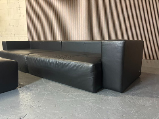 Image 1 of Jencikova Design Divano + poggiapiedi in pelle nero