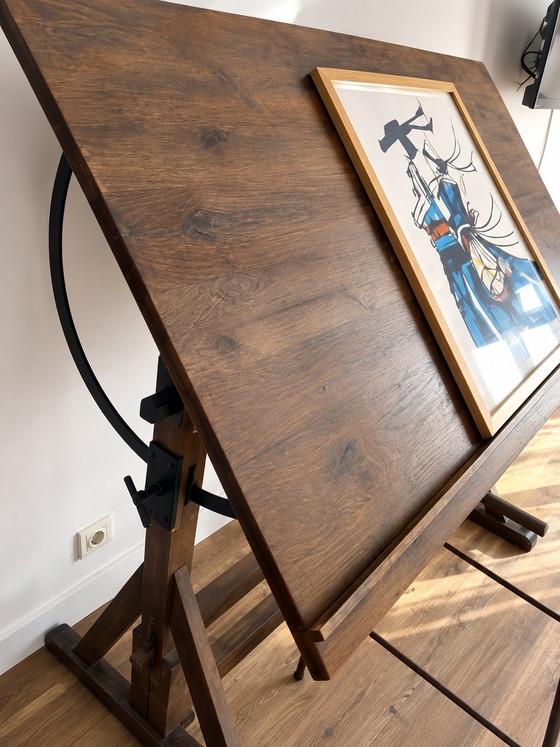 Oude Notenhouten Architectentafel – Groot Verstelbaar Model – Ambachtelijk Meubel – Bureau, Wood (photo 4 of 6)