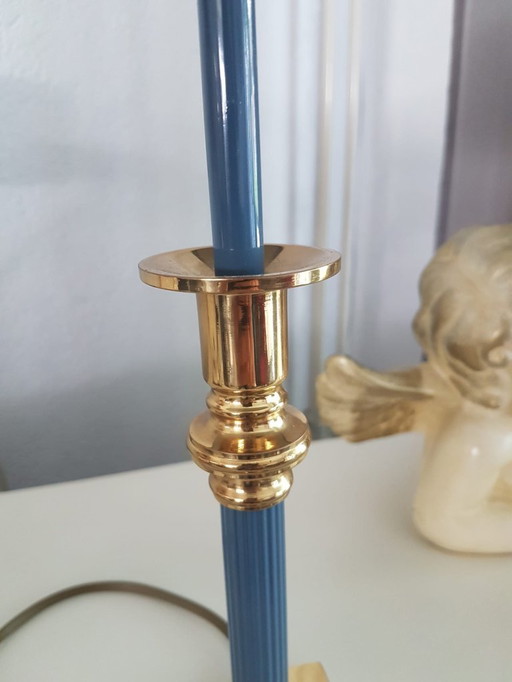 Mid - Century Brass table lamp, brass - Blue