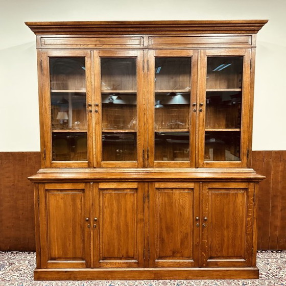 Eichholtz Oak Wood Bookcase Cabinet – Glass, Metal (photo 2 of 20)