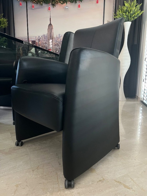 Image 1 of 6 sedie da pranzo FraMaTi Design in pelle Semira nera NUOVE CONDIZIONI