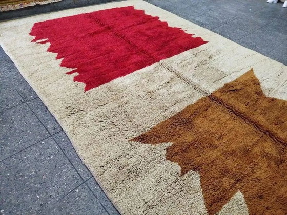 Tappeto berbero marocchino 300 × 200 cm – ecru, rosso e marrone, motivo grafico – Tappeti, Lana, Cotone (photo 7 of 10)