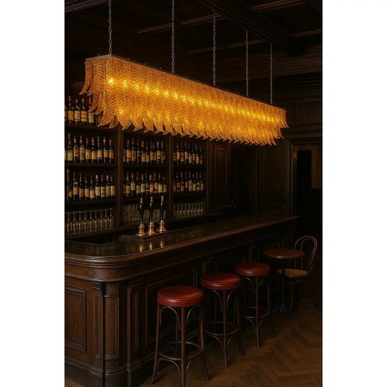 Image 1 of Monumental Rectangular Amber “Felci” Murano Glass Chandelier