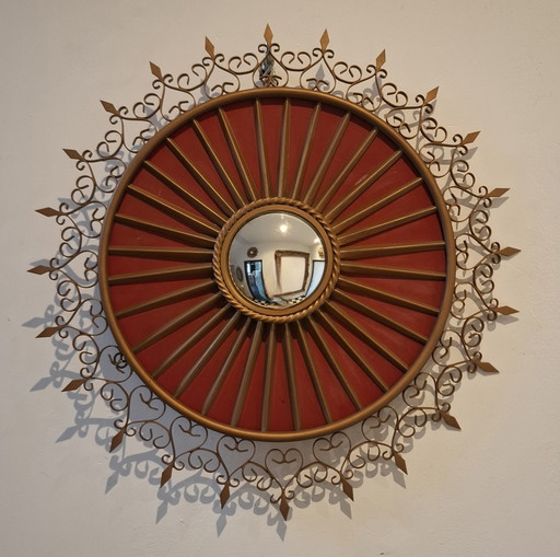 Rare Chaty Vallauris sun mirror 42cm convex glass 1960