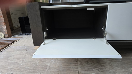 TV Cabinet Solid Wood With High Gloss Ivory White