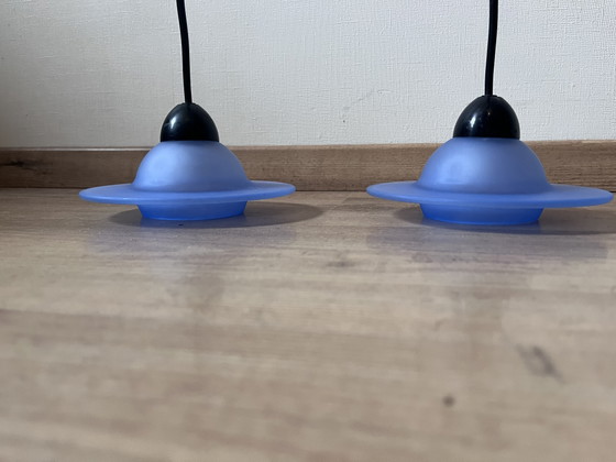 2 Vintage Postmodern Massive UFO Pendant Lights – 80s/90s – Pendant lamps, Glass (photo 5 of 7)
