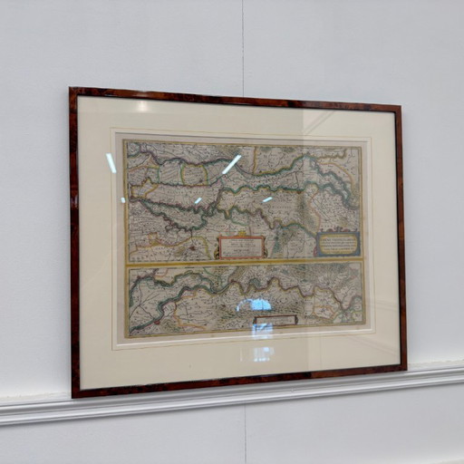 Antieke landkaart van de Rivieren Rijn, Waal en Maas
