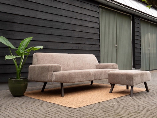 Havee Cloak Sky | 3-Sitzer-Designsofa und Hocker | Beige – 3 5 zitsbanken, Textile