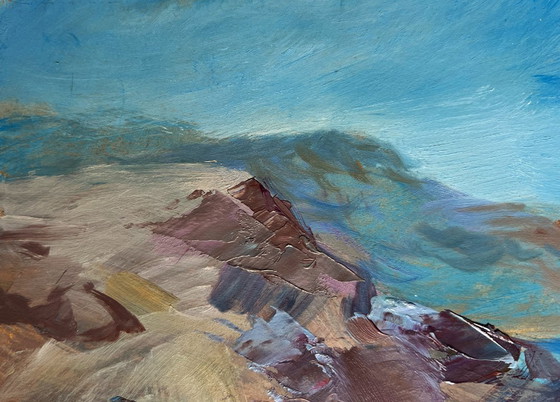 Image 1 of Original Oil Painting Sea Waves Landscape Sea waves are beating against the shore