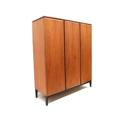Vintage 3-door wardrobe with hanging and storage space made in the 1960s