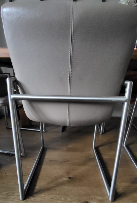 Image 1 of Chaises de salle à manger en cuir véritable - excellente qualité - lot de 6