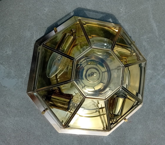 Plafonnier / Applique Vintage Deknudt – Hollywood Regency – Glass, Brass (photo 8 of 8)