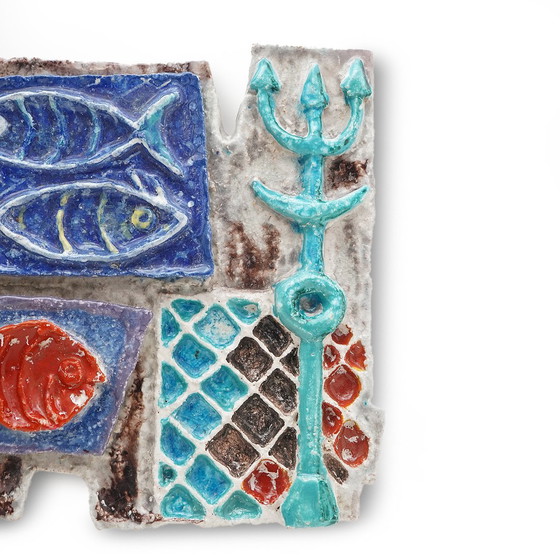Image 1 of Glazed Ceramic Panel with a Marine Theme, 1960s