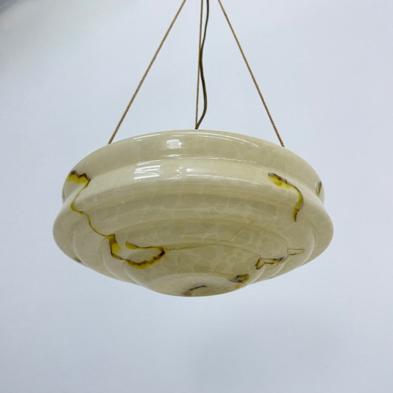 Image 1 of art deco hanglamp marmer glas , 1950s