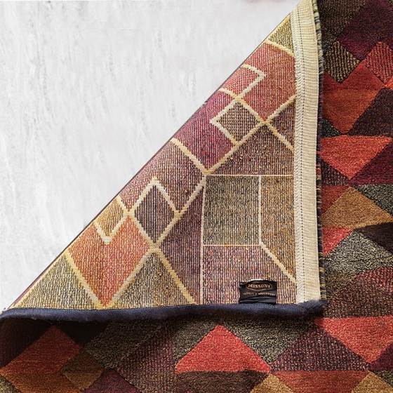 Image 1 of Schitterend geometrisch Italiaans wollen tapijt "Luxor" uit de jaren 80 van Missoni voor T&J Vestor
