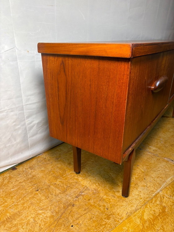 Image 1 of Mid-Century Retro Vintage Teak Sideboard by Jentique 1960s  Iconic Wooden Handles • Cocktail Cabinet • British Design Classic  A