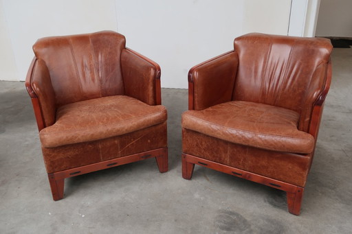 Poltrone vintage in pelle Shaker Schuitema - set da 2