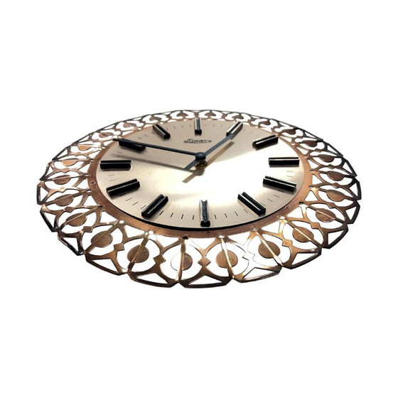Image 1 of Richter wall clock, brass, openwork, West Germany, 1960s.