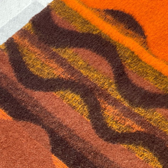 Aabe Zuiver Scheerwol Oranje En Bruine Wollen Deken Jaren 70 – Decoratieve objecten, Wool (photo 9 of 13)