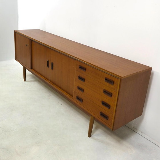 Image 1 of XL Mid Century Teak Dresser 70s Vintage Danish