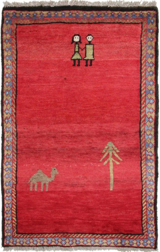 Tappeto persiano originale Gabbeh Ghashghai tappeto orientale 133 cm x 84 cm vecchio naturale