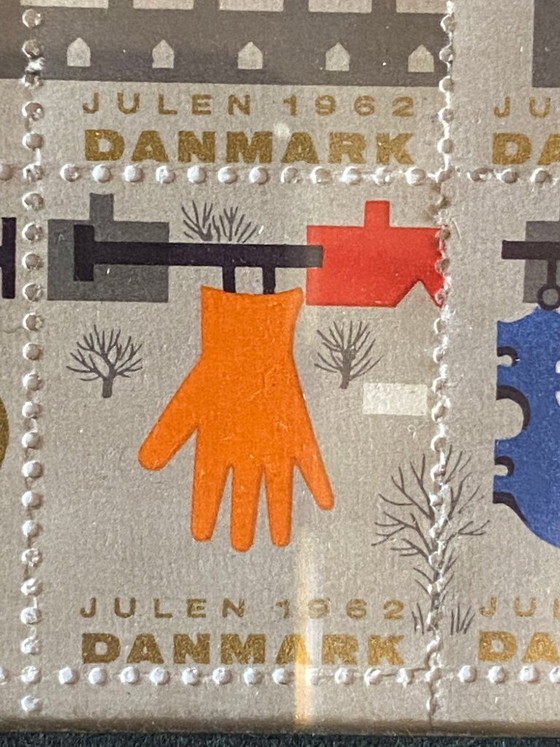 Cinque fogli originali incorniciati di francobolli natalizi danesi (1959-1964) – Stampe artistiche, Carta (photo 15 of 20)