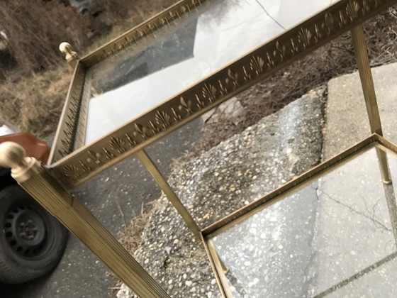 Hollywood Regency Style Brass and Glass Two-Tier Side Table, 1960s (photo 10 of 10)