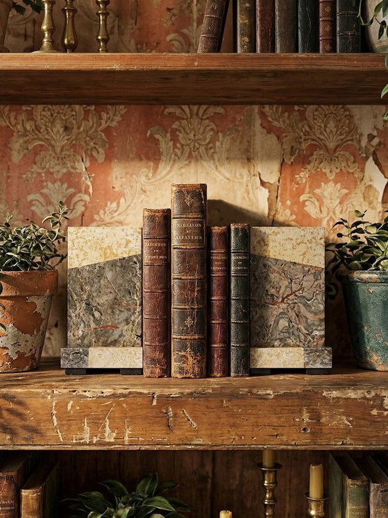 Image 1 of Pair of antique Art Deco marble bookends, fireplace decoration, 1920-1930