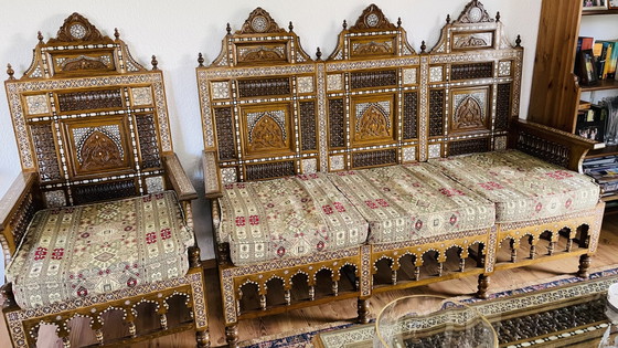 Muebles Arabescos Originales Hechos a Mano de Egipto – Sofás de 3 plazas, Wood, Glass (photo 6 of 14)