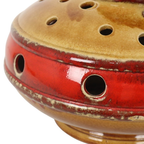 Image 1 of Large Lamp Base Red and Yellow Ceramic