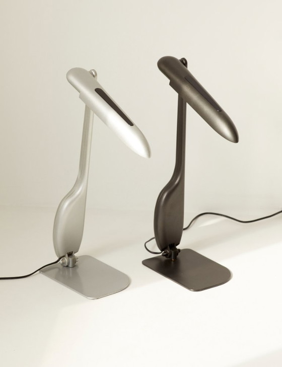 Image 1 of Lampada grigia postmoderna design Philippe Michel vintage circa 1980