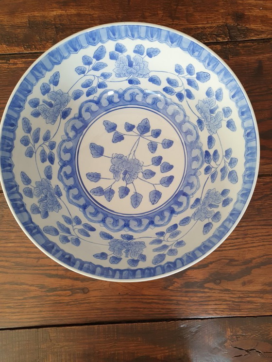 Image 1 of Magnifique bol ancien bleu et blanc, peint à la main