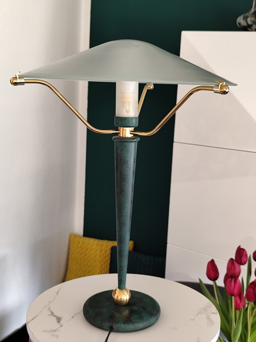 Lámpara de mesa posmoderna "Seta" de Wofi – latón y cristal – década de 1990