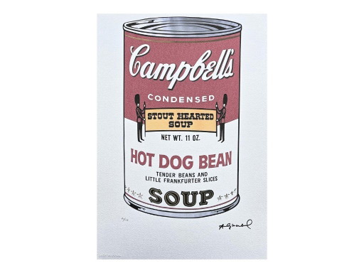 Naar Andy Warhol, Campbell's Soup - Hot Dog Bean, jaren 1980, lithografie – lithos zeefdrukken, Plastic