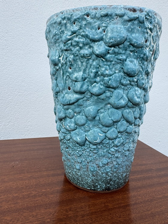 Image 1 of Vase céramique écume bleu années 60