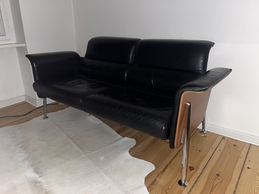 Sofá Wilkhahn Avera 826/5, 2 plazas, cuero, estilo Mid-Century, Bauhaus, Era Espacial