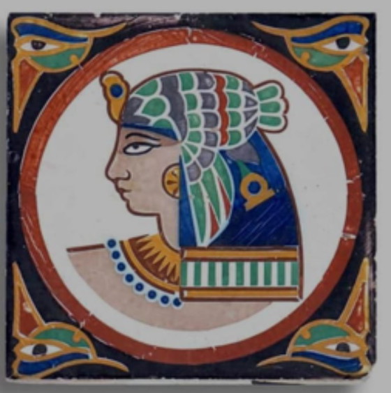 Image 1 of Unique Set of 9 Art Deco 'Egyptian Revival' Wall Tiles – ca. 1923