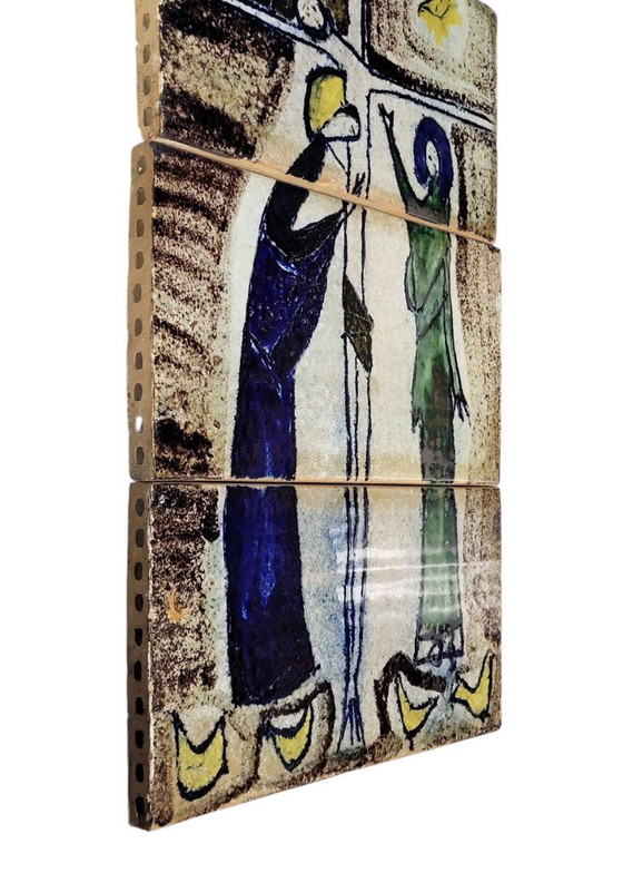 Image 1 of 3 piastrelle artistiche in ceramica 1960