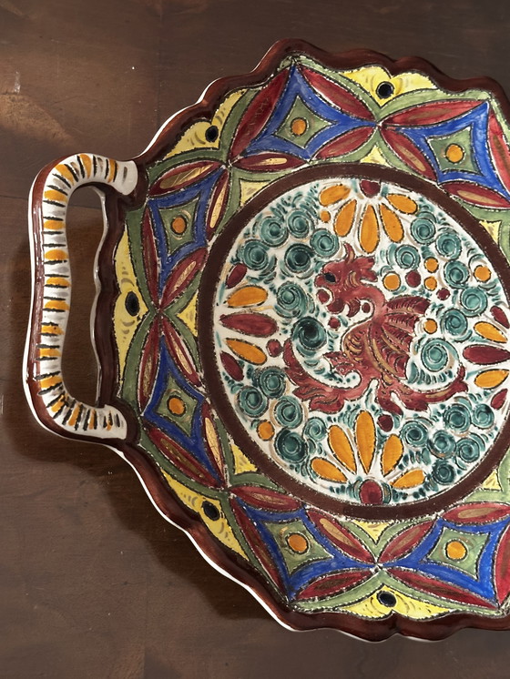 Image 1 of Plat décor peint et ciselé en faïence de Devres