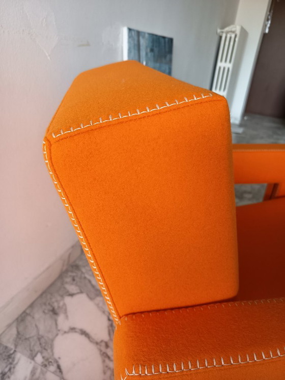 Image 1 of Fauteuil CASSINA Utrecht 637 en Laine Kvadrat Orange 13L par Gerrit Thomas Rietveld