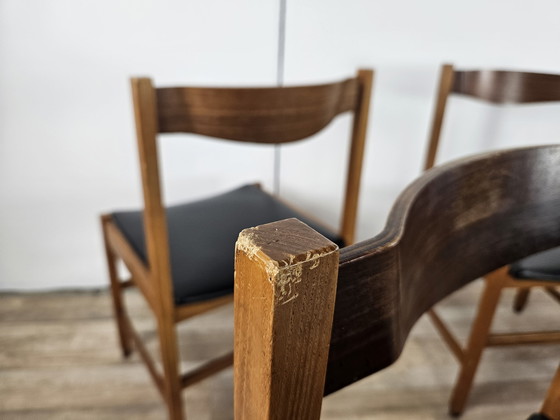 Image 1 of Scandinavian Style Chairs In Teak And Leather