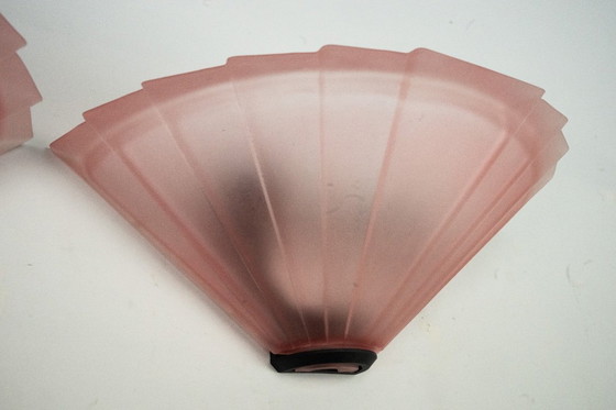 Image 1 of Ensemble de six appliques De Majo en verre de Murano rose épais. Italie, années 1980