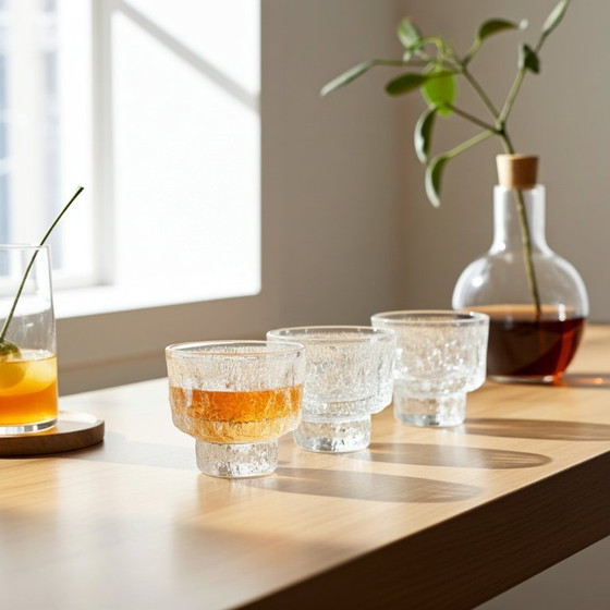 Image 1 of Vasos de vidrio de corteza Iittala Tapio Wirkkala - juego de 4