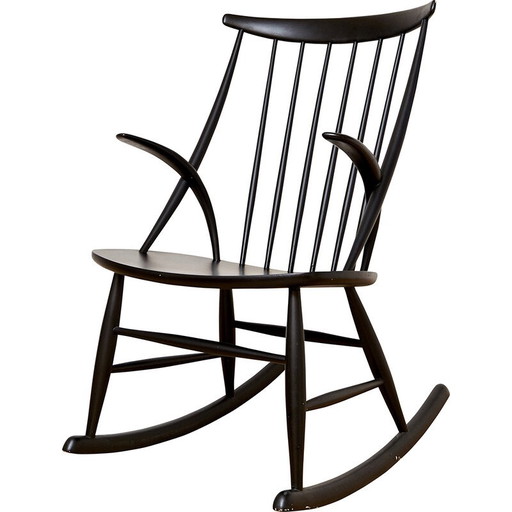Sedia a dondolo vintage Iw3 di Illum Wikkelsø per Niels Eilersen