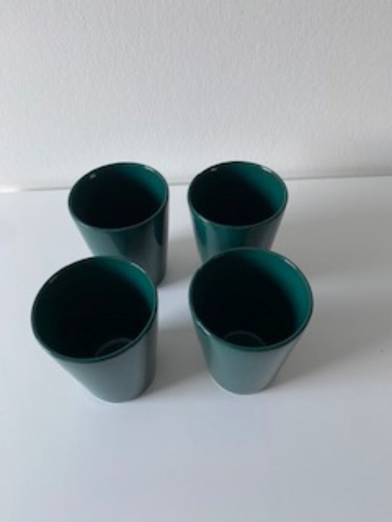 Image 1 of Arabia Finland Kaj Frack Kilta 4 groene bekers (zeldzaam)