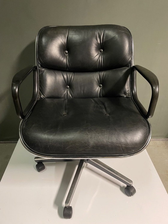 Chaise de bureau de direction vintage Pollock, Knoll, Chaises pivotantes, Cuir, Métal, Noir (photo 4 sur 10)